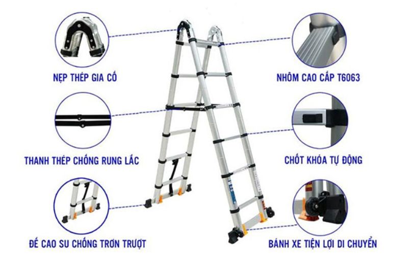 Thang nhôm rút 6m, giải pháp tiện lợi cho công việc ở độ cao